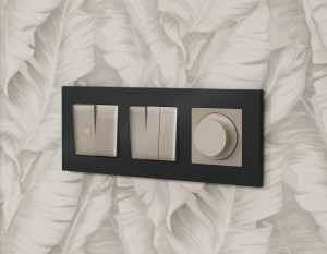 Рамка 2 местная пластик, Графит Мягкое касание, ALFA Qubi Ambrella Volt AF250802