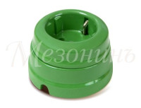 Ретро розетка фарфоровая с 3/К, зеленый, ТМ МезонинЪ GE70301-10