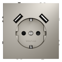 Розетка c З/К, шторками и USB зарядкой A+A, Кашемир, S70 Voltum VLS040403