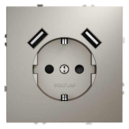 Розетка c З/К, шторками и USB зарядкой A+A, Кашемир, S70 Voltum VLS040403