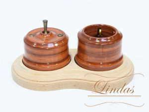 Выключатель керамика тумблерный 1 кл., Орех с бронзовой ручкой, Lindas 34426-B