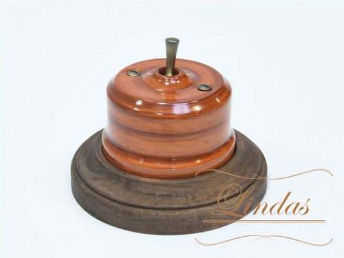 Выключатель керамика тумблерный 1 кл., орех с бронзовой ручкой Lindas 34426-B