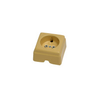 Ретро розетка керамическая с З/К, Песочный, Кром Interior Electric РСЗКК/04