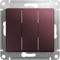 Выключатель 3 кл., Баклажанный, Glossa SE GSL001131