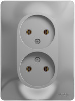 Розетка 2 местная 16А 250В, Алюминий, Glossa SE GSL000320