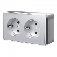 Розетка двойная с З/К, Серебряный, Gallant Werkel W5072106