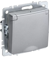 Розетка c З/К со шторками с крышкой, Алюминий, Brite IEK BR-R16-16-K47