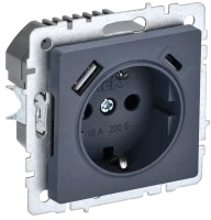 Розетка с З/К и USB зарядкой, тип А+C, Маренго, Brite IEK BR-R14-16-U22-018-K35