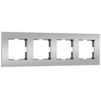 Рамка 4 местная пластик, Серебро матовый, Slab Werkel W0042965