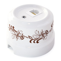 Розетка керамика компьютерная RJ45 Cat 6e, белый/коричневый орн. Lindas 32117