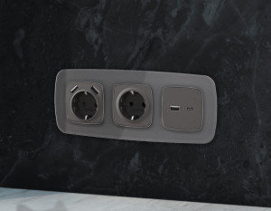 Рамка 2 местная стекло органическое, Антрацит серый, OMEGA Radian Ambrella Volt OF320652