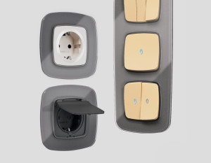 Рамка 2 местная стекло органическое, Антрацит серый, OMEGA Radian Ambrella Volt OF320652