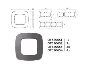 Рамка 2 местная стекло органическое, Антрацит серый, OMEGA Radian Ambrella Volt OF320652