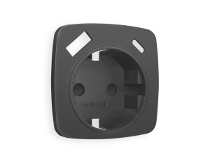 Лицевая панель розетки с З/К и USB зарядкой А+С с шторками, Графит Мягкое касание, OMEGA Quant Ambrella Volt OP9100