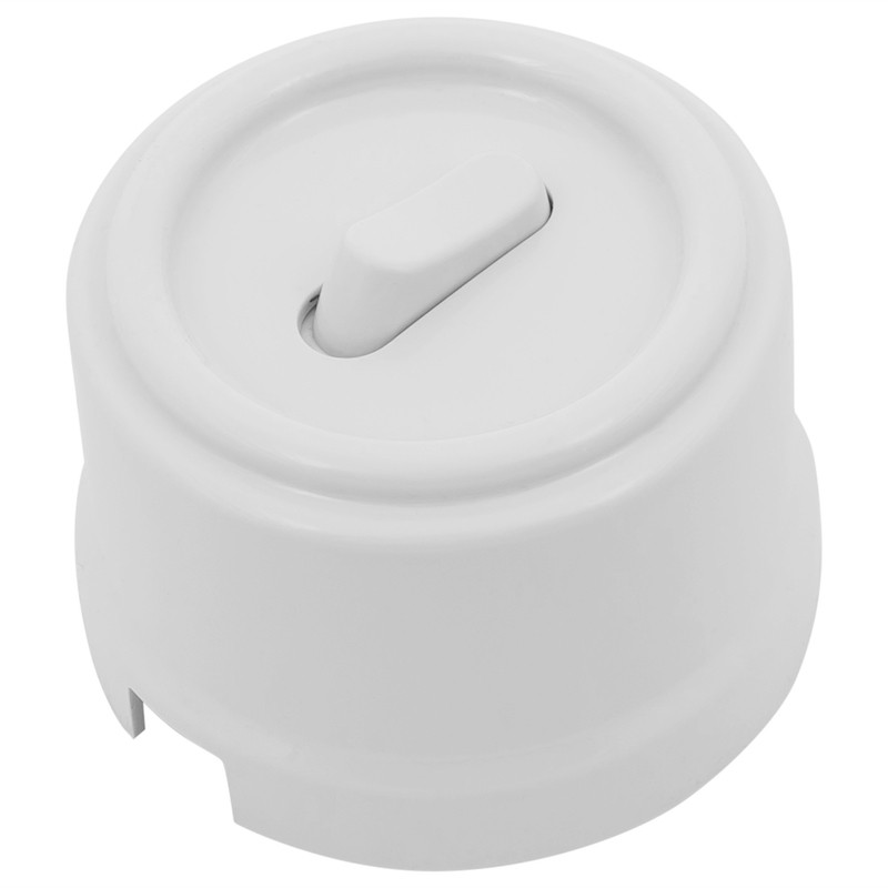 Выключатель пластик кнопочный без фиксации 1 кл., Белый, Bironi B1-220-21-PB