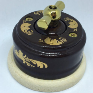 Выключатель керамика 1 кл. проходной(2 положения), подложка береза, магия золота, ЦИОН В1М-МЗ