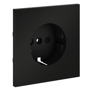Лицевая панель для розетки с З/К и шторками, Черный матовый, S70 Voltum VLS000708