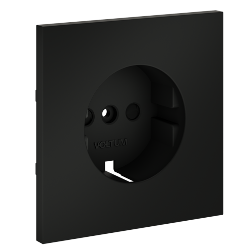 Лицевая панель для розетки с З/К и шторками, Черный матовый, S70 Voltum VLS000708
