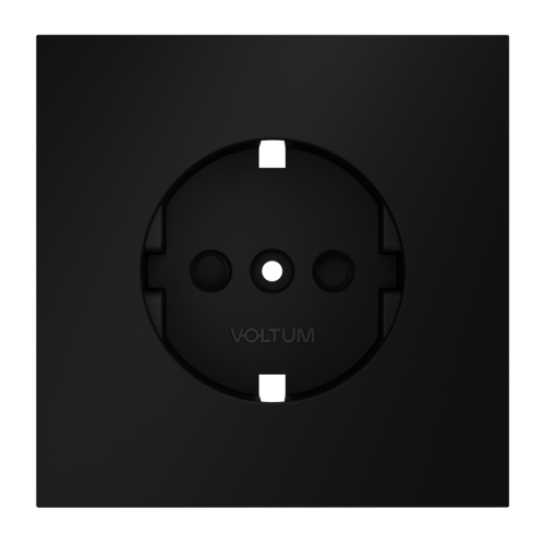 Лицевая панель для розетки с З/К и шторками, Черный матовый, S70 Voltum VLS000708