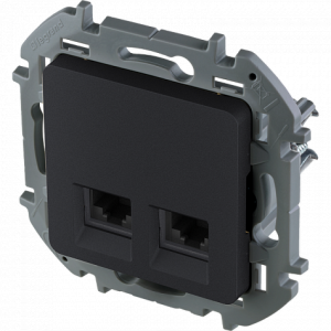 Розетка компьютерная 2-я RJ45 Cat. 6e, антрацит, INSPIRIA Legrand 673843
