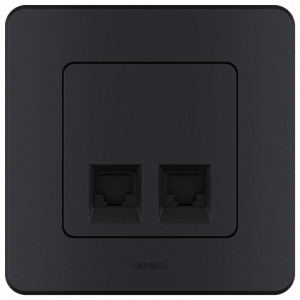 Розетка компьютерная 2-я RJ45 Cat. 6e, антрацит, INSPIRIA Legrand 673843