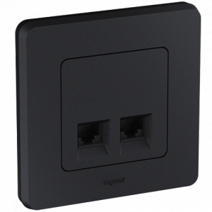 Розетка компьютерная 2-я RJ45 Cat. 6e, антрацит, INSPIRIA Legrand 673843