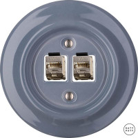 Розетка комп. фарфоровая RJ45 cat.6е, пепельно-серый глянцевый, Katy Paty LIGsCat6a 