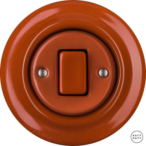 Выключатель кнопочный 1 кл., красно-коричневый глянцевый, Katy Paty OPAURGW1 