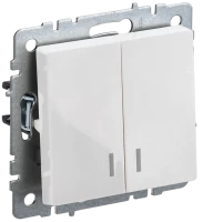 Выключатель 2 кл. с подсветкой, Белый, Brite IEK BR-V20-1-10-K01