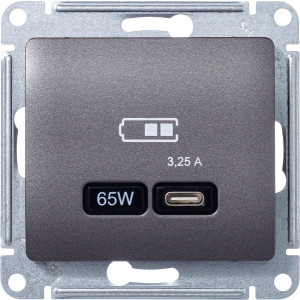Розетка USB для быстрой зарядки, тип C 65ВТ, Графит, AtlasDesign SE GSL001327
