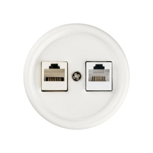 Розетка керамика телеф. + комп. RJ11+RJ45, Белый, Болонь TDM ELECTRIC SQ1820-0052
