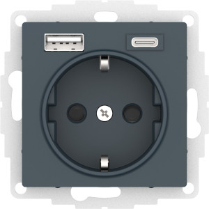 Розетка с З/К и USB зарядкой, тип А+C, Изумруд, AtlasDesign SE ATN000832