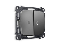 Выключатель 2 кл. проходной с/подсв. (5600K), Антрацит серый, OMEGA Quant Ambrella Volt MO654035