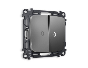 Выключатель 2 кл. проходной с/подсв. (5600K), Антрацит серый, OMEGA Quant Ambrella Volt MO654035