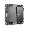 Выключатель 2 кл. проходной с/подсв. (5600K), Антрацит серый, OMEGA Quant Ambrella Volt MO654035