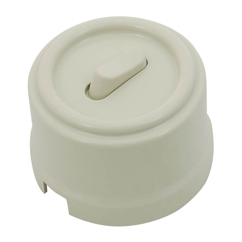 Выключатель пластик кнопочный без фиксации 1 кл., Слоновая кость, Bironi B1-220-211-PB