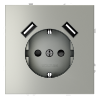 Розетка c З/К, шторками и USB зарядкой A+A, Сталь, S70 Voltum VLS040405