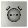 Розетка c З/К, шторками и USB зарядкой A+A, Сталь, S70 Voltum VLS040405 Розетка c З/К, шторками и USB зарядкой A+A, Сталь, S70 Voltum VLS040405