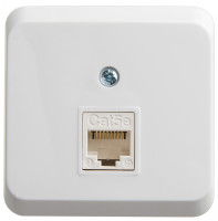 Розетка О/У компьютерная RJ45 кат.5E, Белый, Этюд SE KOMA-001B