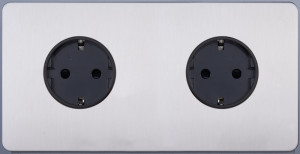 Розетка 2-ая с З/К (внутренний монт.), Никель, Leon Salvador SBAN53A3A11