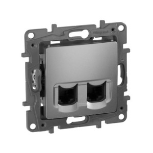 Розетка 2-я компьютерная RJ45 Cat. 5e, алюминий, Etika Legrand 672455