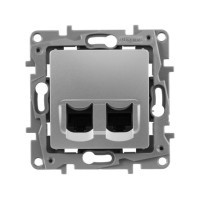 Розетка 2-я компьютерная RJ45 Cat. 5e, алюминий, Etika Legrand 672455
