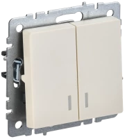 Выключатель 2 кл. с подсветкой, Бежевый, Brite IEK BR-V20-1-10-K10