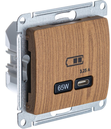 Розетка USB для быстрой зарядки, тип C 65ВТ, Дерево/Дуб, AtlasDesign SE GSL000527