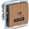 Розетка USB для быстрой зарядки, тип C 65ВТ, Дерево/Дуб, AtlasDesign SE GSL000527