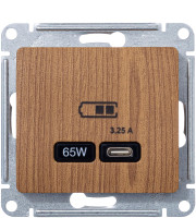 Розетка USB для быстрой зарядки, тип C 65ВТ, Дерево/Дуб, AtlasDesign SE GSL000527