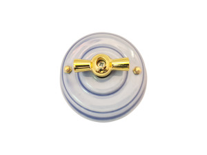 Выключатель керамика 2 кл. (4 положения), Hебесно-голубой Celeste, ручка золото, Leanza ВП2НЗ