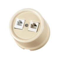 Розетка керамика телеф. + комп. RJ11+RJ45, Слоновая кость, Болонь TDM ELECTRIC SQ1820-0352