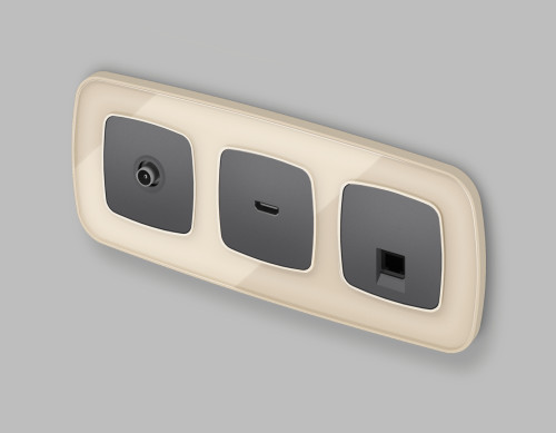 Лицевая панель розетки HDMI, Антрацит серый, OMEGA Quant Ambrella Volt OP6640
