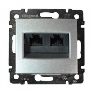 Розетка 2ая компьютерная RJ45 Cat. 5e, алюминий, Valena Classic Legrand 770239